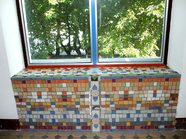 Paintings on the wall, glass,facade - Window shelf mosaic 1