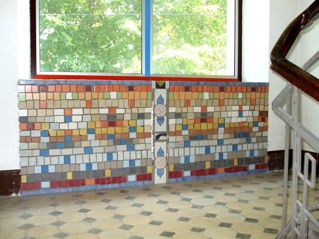 Paintings on the wall, glass,facade - Mosaic under the window