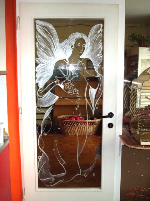 Paintings on the wall, glass,facade - Painting on glass - Angel 1