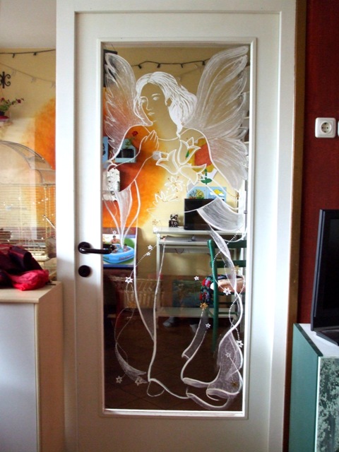 Paintings on the wall, glass,facade - Painting on glass - Angel 2