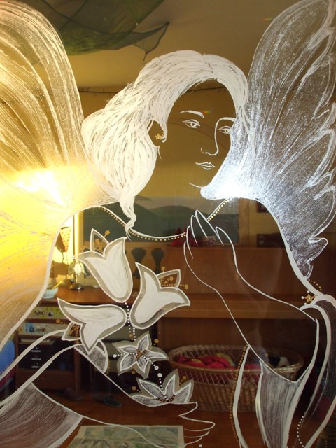 Paintings on the wall, glass,facade - Painting on glass - Angel 4