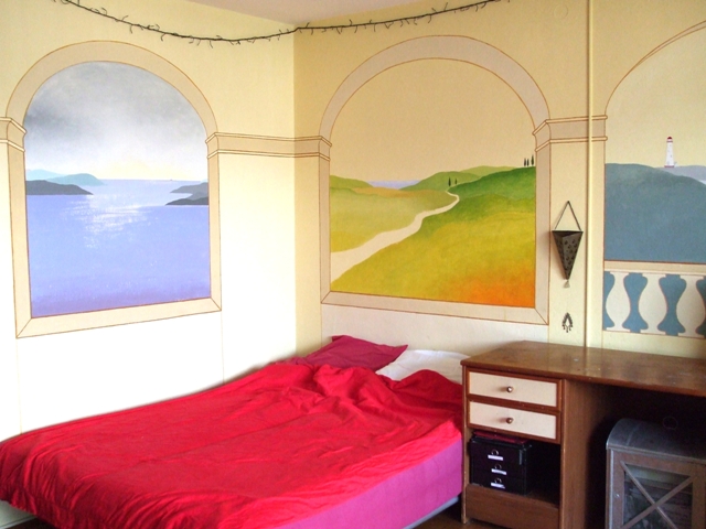 Paintings on the wall, glass,facade - Painting on the wall - landscape (corner)
