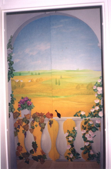 Paintings on the wall, glass,facade - Painting on the sliding door : detail