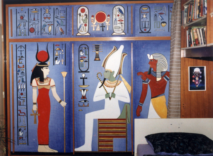 Paintings on the wall, glass,facade - Painting on the wall: Egyptians