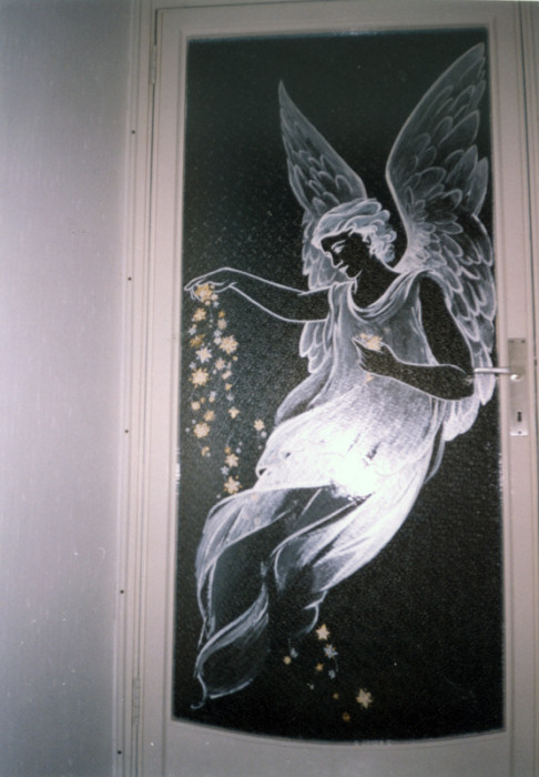 Paintings on the wall, glass,facade - Painting on glass: Angel