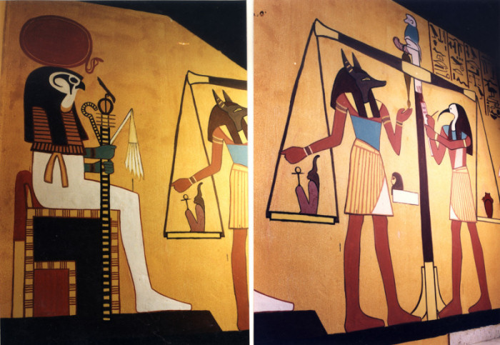 Paintings on the wall, glass,facade - Painting on the wall: Egyptians